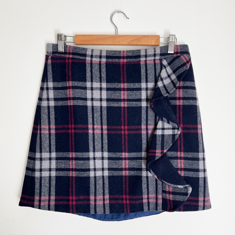 J. Crew Mercantile Rufflefront Doubleserge Wool Blend Skirt